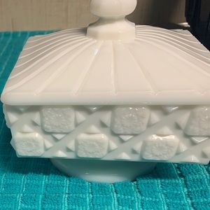 Milk glass candy dish